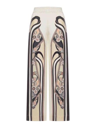 La DoubleJ Silk Palazzo Trousers With Placed Print