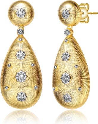 Rachel Glauber Rhodium And 14k Gold Plated Cubic Zirconia Drop Earrings