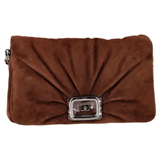 Roger Vivier Womens Viv Choc Large Bag in Brown Suede - One Size