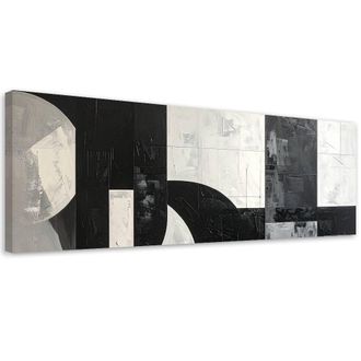 Feeby Impresi&oacute;n De Imagen, Abstracci&oacute;n Geom&eacute;trica Negro Blanco, 120x40