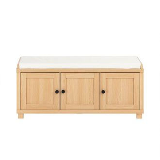 SoBuy Scarpiera da Ingresso con 3 ante, Panca Contenitore con Cuscino, Naturale, 104x35x47cm FSR188-N - Sobuy