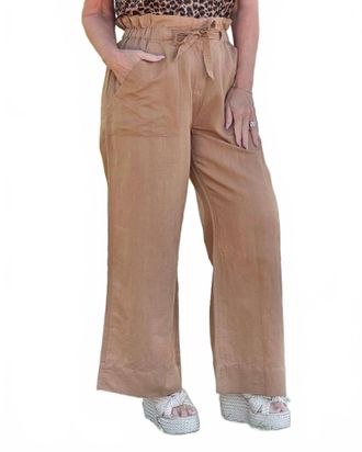 Hatley Tie Front Wide Leg Pants In Tigers Eye