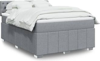 vidaXL Vidaxl - Cama Box Spring Con Colch&oacute;n Tela Gris Claro 140x200 Cm