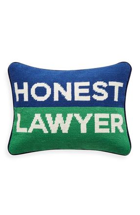 Jonathan Adler Honest Lawyer Needlepoint Pillow in Blue/green at Nordstrom, Size 9X12