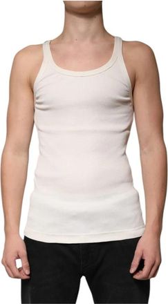 Dolce & Gabbana Klassieke Geribbelde Tanktop - Heren - Tops zonder mouwen - Wit - S - Katoen - Tops