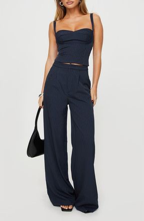 Princess Polly Briana Pinstripe Tank & Pants Set in Navy at Nordstrom, Size 12