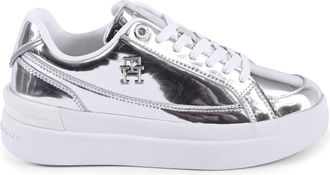 Tommy Hilfiger Womens Metallic Lowtop Sneakers - Silver Leather - Size EU 40