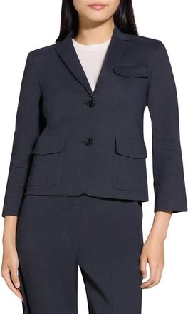 Theory Shrunken Crunch Linen Blazer In Dark Navy