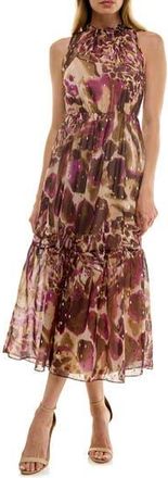 Socialite Metallic Clip Dot Midi Dress in Tan/Purple at Nordstrom Rack, Size X-Small