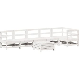 vidaXL Vidaxl - Juego De Sof&aacute;s De Jard&iacute;n 7 Pzas Madera Maciza De Pino Blanco