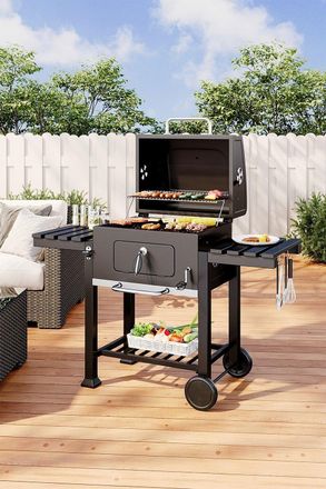 Living and Home Carbon Steel Grill Mobile Stove Charcoal BBQ