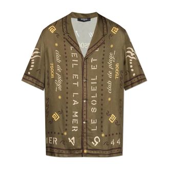 Balmain Short Sleeve Shirts, male, Green, Size: XL Short-sleeve shirt