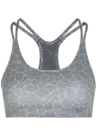 Stella McCartney Adidas X Stella Mccartney Printed Stretch-jersey Training bra - Grey - S (UK8-10 / S)