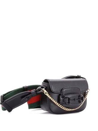 Gucci Horsebit 1955 Flap Wallet with Strap Leather crossbody bag - Zwart