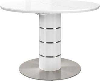 Vente-Unique Mesa de comedor extensible - 4 a 6 comensales - MDF y metal inoxidable - Blanco lacado - CUSCO