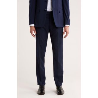 Tommy Hilfiger Flat Front Wool Blend Tuxedo Pants in Navy Twill at Nordstrom Rack, Size 32 X 32