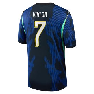 Nike Jordan Vin&iacute;cius J&uacute;nior Brazil National Team 2026 Stadium Away Jordan Mens Dri-FIT Soccer Jersey in Blue | NN203940207-CBF