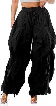 Highlight Company Cascading Plus Oversized Wide Leg Pants In Black