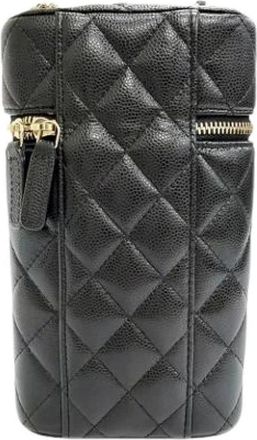 Chanel Pre-owned Quilted Caviar Leather Crossbody - Dames - Vintage Mini Tas - Zwart - ONE Size - Leer - Vintage