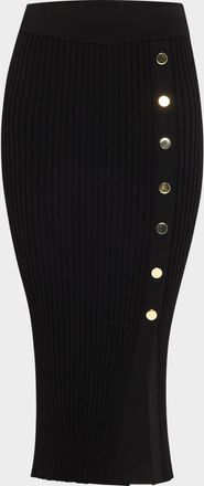 Veronica Beard Tanner Buttoned Rib Midi Skirt