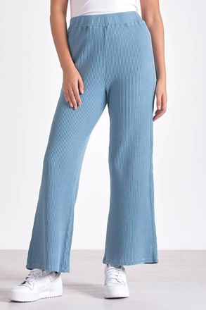 Elan Drawstring Waffle Flare Pant In Blue