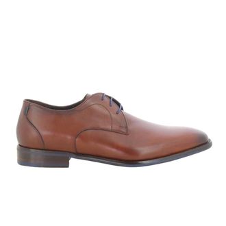 Floris Van Bommel Cognac Leren Veterschoenen - Heren - Veterschoenen - Bruin - 42 1/2 EU - Leer - Schoenen