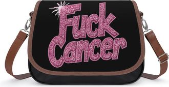 Generic Fuck1 Cancer Glitter Crossbody Bag Womens Handbag PU Message Bags Shoulder Purse with Adjustable Strap