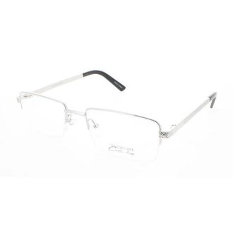 Signature Mens Silver Tone Rectangular Eyeglass Frames 1132Silver55