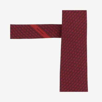 Ferragamo Silk Geometric Pattern Necktie - Red