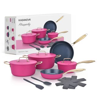 KASANOVA Batteria 12 pezzi antiaderente ceramico Rhapsody fucsia