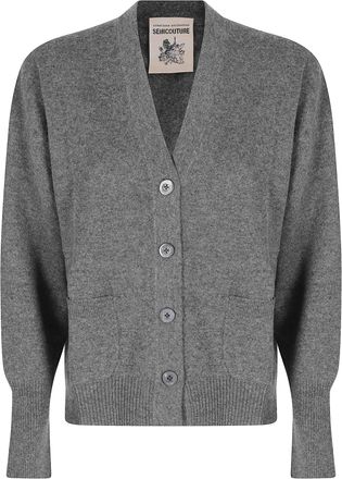Semicouture Esther Gray Wool Cardigan