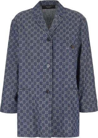 Gucci Jassen, Dames, Blauw, M, Denim, Denim Shirt