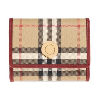 Burberry Wallets & Cardholders, female, Beige, Size: ONE SIZE Small Check Folding Wallet