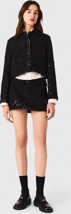 Maje Short Embroidered Jacket - Black - Maje