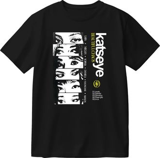 Generic Katseye Merch Beautiful Chaos Cotton T-Shirt Short Sleeve Crewneck Women Men Casual Fashion Tee (Black,M)