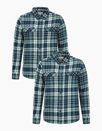 Mountain Warehouse Mens Mountain Warehouse Mens Trace Flannel Shirt (Pack of 2) - Corn Blue - Size: 46/Regular