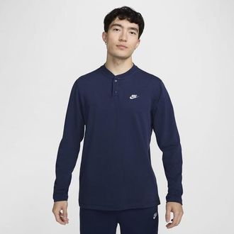 Nike Mens Club LS Henley - Midnight Navy/Midnight Navy/White Size 3XL
