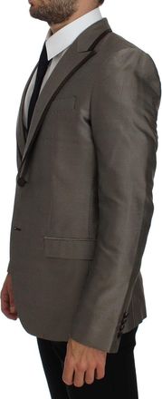 Dolce & Gabbana Mens Brown Slim Fit Silk Two Button Blazer Clothing