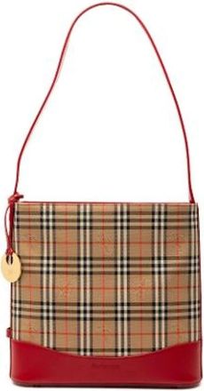 Burberry Pre-owned Haymarket Check Shoulder Bag - Dames - Vintage Schoudertas - Beige - ONE Size - Leer - Vintage