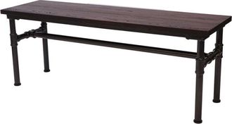 Hhg Non utilizzato] Panca design industriale HHG 488b acciaio verniciato legno di olmo marrone