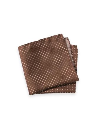 Paul Fredrick Dot Silk Pocket Square in Brown at Nordstrom