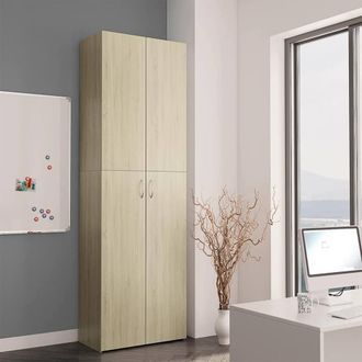 Berkfield Home Office Cabinet Sonoma Oak 60x32x190 cm Engineered Wood in Light Brown | Size: 60 x 32 x 190 cm