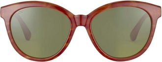Serengeti Eyewear Endee Rounded Cat-Eye Tortoiseshell Sunglasses with Green-Tinted Lenses