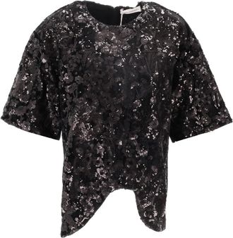 Niccol&ograve; Pasqualetti Onda Tee - Floral Sequin Embroidered Velvet