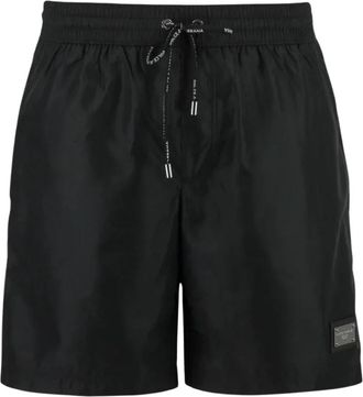 Dolce & Gabbana Zilveren Plaat Trekkoord Zwemshorts - Heren - Strandmode - Zwart - S - Polyester - Badmode