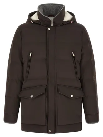 Brunello Cucinelli Brown Polyamide Mens Parka