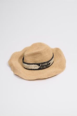 Bimba & Lola Raffia Embroidered Band Hat in Black at Nordstrom, Size Medium