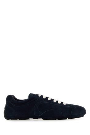 Prada Dark Blue Suede Montecarlo Sneakers