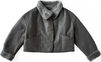 Just things we like Fuku Reversible Shearling Jacket - Dames - Jassen - Grijs - M - Leer - Jassen
