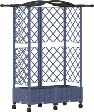 vidaXL Cama Elevada Con Trellis Y Techo Gris 124 X 40 X 129 Cm Pp Vidaxl